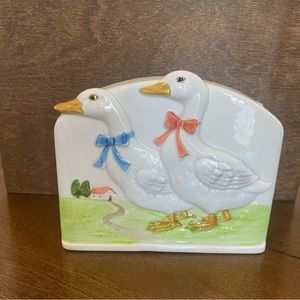 Vintage OTAGIRI Duck Ceramic Pen and Notepad Holder/Organizer.
